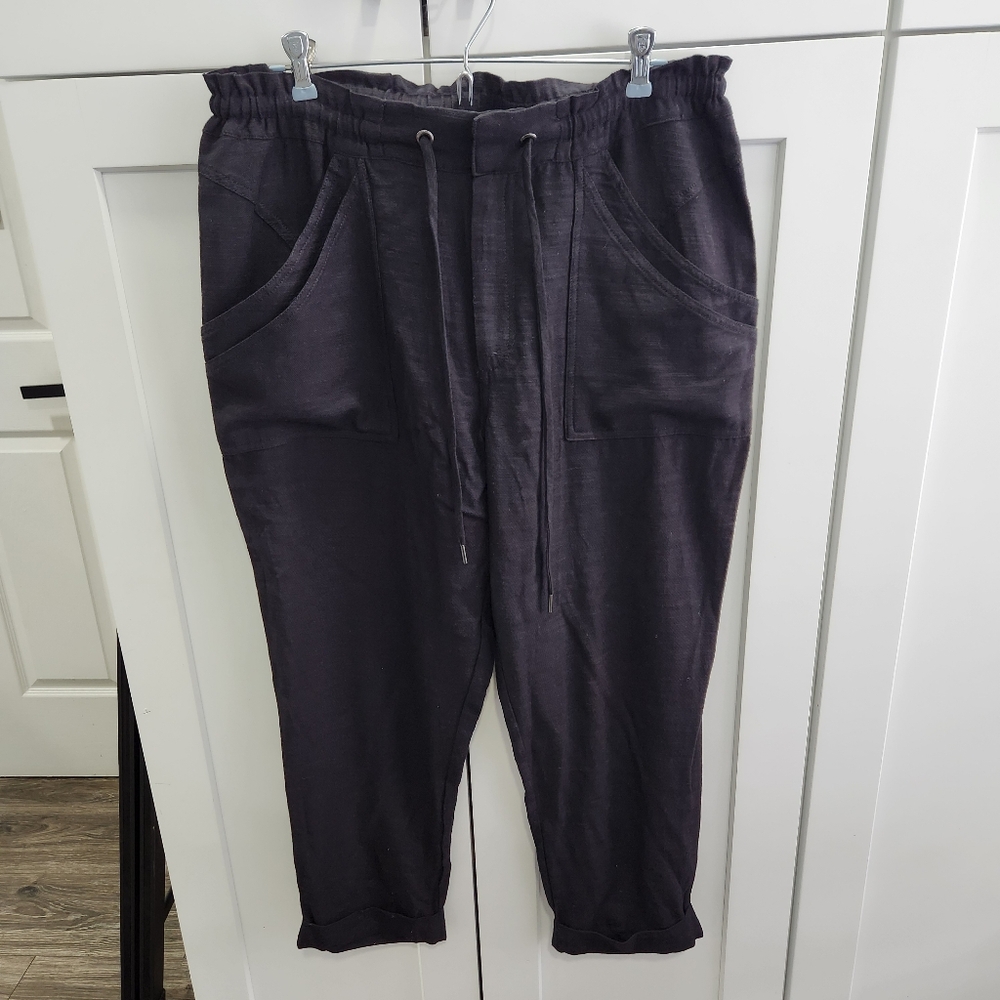 Democracy High Rise Black Utility Pants Drawstring Size 12
